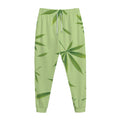 Green Hemp Leaves Pattern Print Jogger Pants