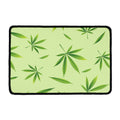 Green Hemp Leaves Pattern Print Kitchen Mat