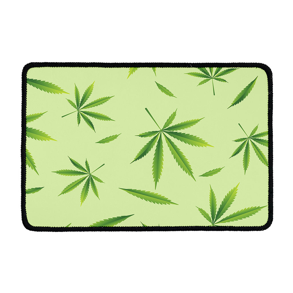 Green Hemp Leaves Pattern Print Kitchen Mat