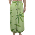 Green Hemp Leaves Pattern Print Lantern Pants