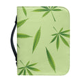 Green Hemp Leaves Pattern Print Leather Bible Cover