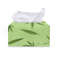 Green Hemp Leaves Pattern Print Leather Tissue Box Cover