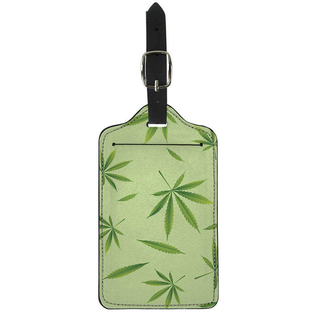 Green Hemp Leaves Pattern Print Luggage Tag