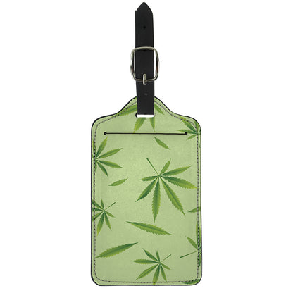 Green Hemp Leaves Pattern Print Luggage Tag