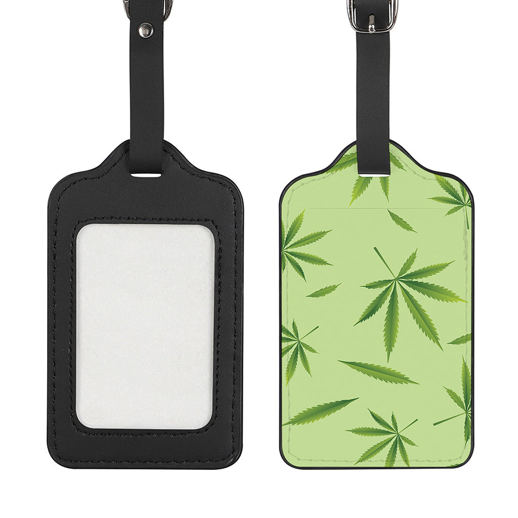 Green Hemp Leaves Pattern Print Luggage Tag