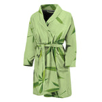 Green Hemp Leaves Pattern Print Men's Bathrobe