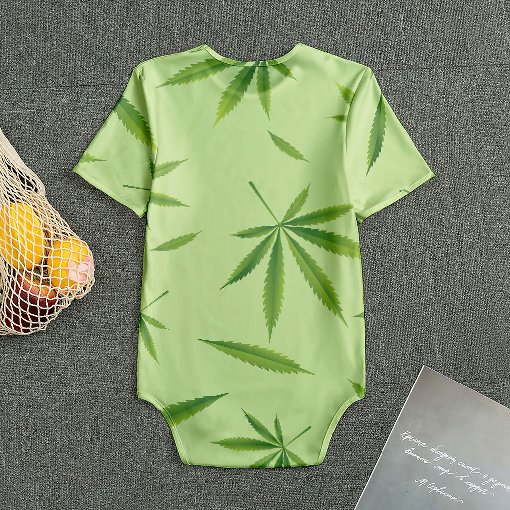 Green Hemp Leaves Pattern Print Men's Bodysuit