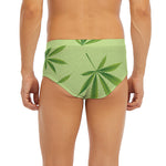 Green Hemp Leaves Pattern Print Men's Briefs
