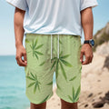 Green Hemp Leaves Pattern Print Men's Cargo Shorts