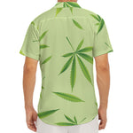 Green Hemp Leaves Pattern Print Men's Deep V-Neck Shirt