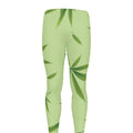 Green Hemp Leaves Pattern Print Men's Leggings