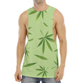 Green Hemp Leaves Pattern Print Men's Muscle Tank Top