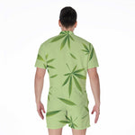 Green Hemp Leaves Pattern Print Men's Rompers