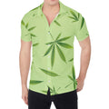 Green Hemp Leaves Pattern Print Men's Shirt