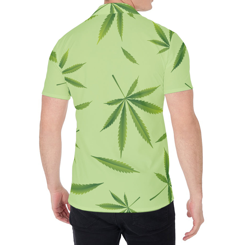 Green Hemp Leaves Pattern Print Men's Shirt