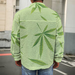 Green Hemp Leaves Pattern Print Men's Shirt Jacket