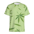 Green Hemp Leaves Pattern Print Men's Athletic T-Shirt