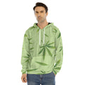 Green Hemp Leaves Pattern Print Men's Velvet Pullover Hoodie