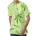Green Hemp Leaves Pattern Print Men's Velvet T-Shirt