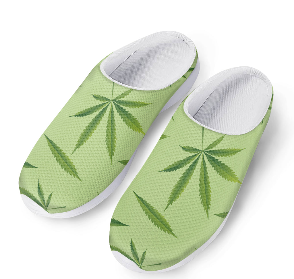 Green Hemp Leaves Pattern Print Mesh Casual Shoes