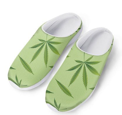 Green Hemp Leaves Pattern Print Mesh Casual Shoes