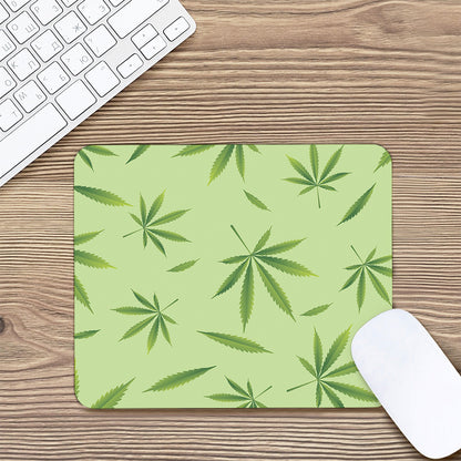 Green Hemp Leaves Pattern Print Mouse Pad