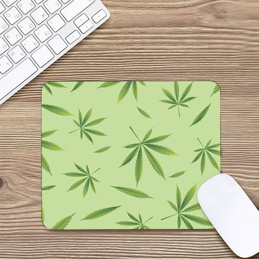 Green Hemp Leaves Pattern Print Mouse Pad