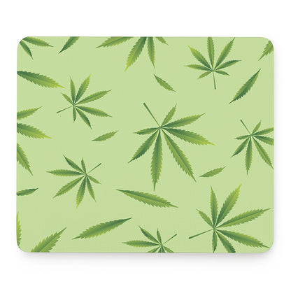 Green Hemp Leaves Pattern Print Mouse Pad