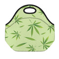 Green Hemp Leaves Pattern Print Neoprene Lunch Bag