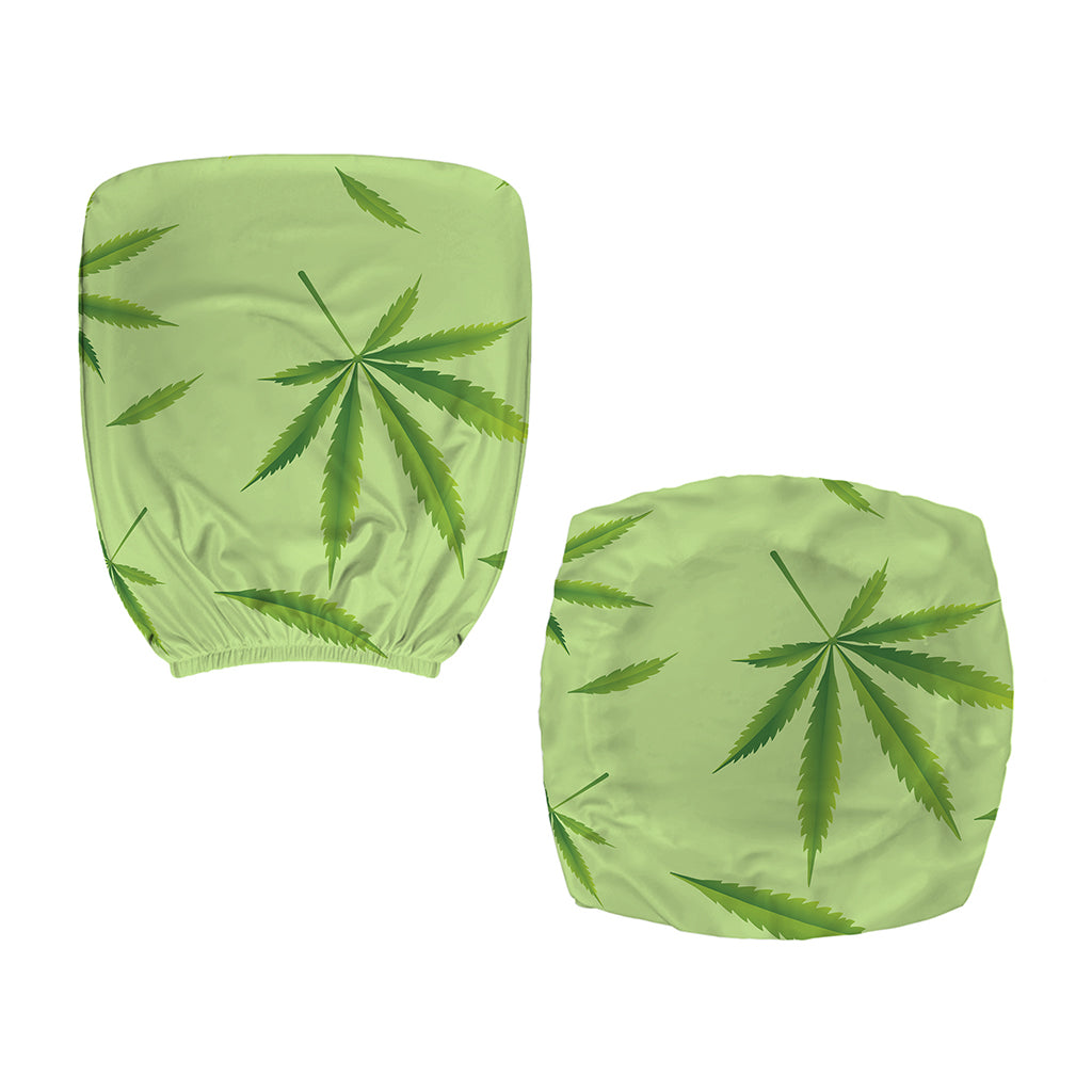 Green Hemp Leaves Pattern Print Office Chair Cover