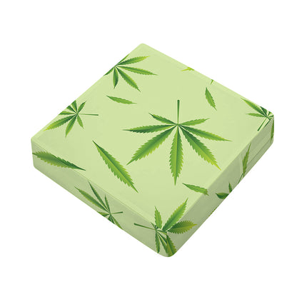 Green Hemp Leaves Pattern Print Outdoor Seat Cushion Cover