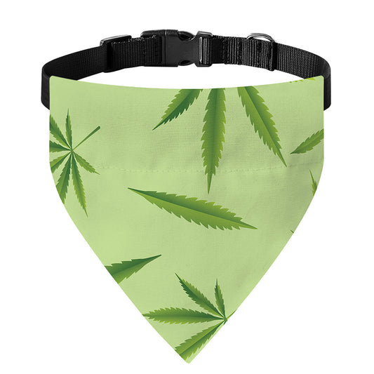 Green Hemp Leaves Pattern Print Over The Collar Dog Bandana