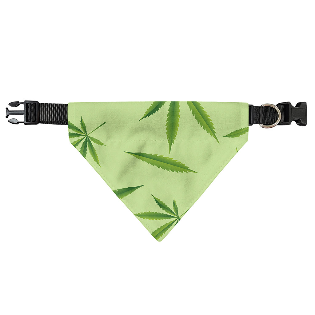 Green Hemp Leaves Pattern Print Over The Collar Dog Bandana