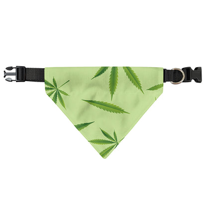 Green Hemp Leaves Pattern Print Over The Collar Dog Bandana