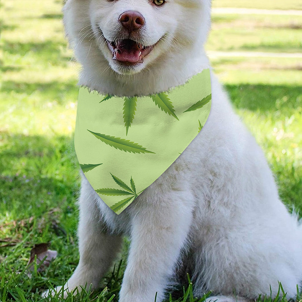 Green Hemp Leaves Pattern Print Over The Collar Dog Bandana