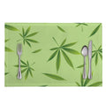 Green Hemp Leaves Pattern Print Placemat