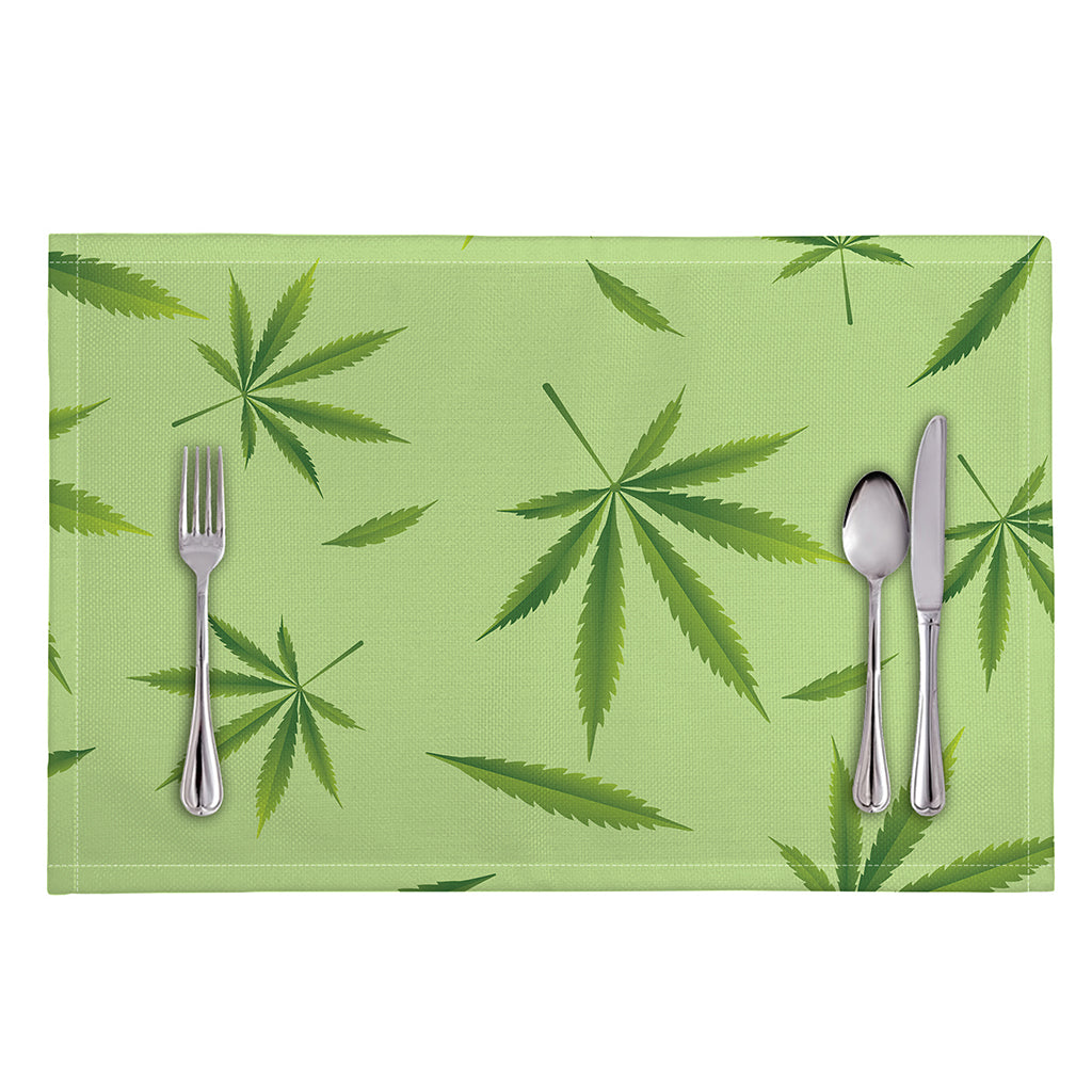 Green Hemp Leaves Pattern Print Placemat