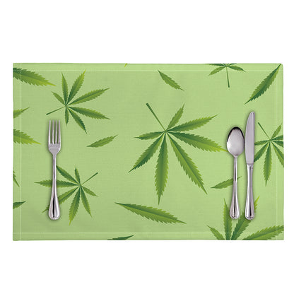 Green Hemp Leaves Pattern Print Placemat