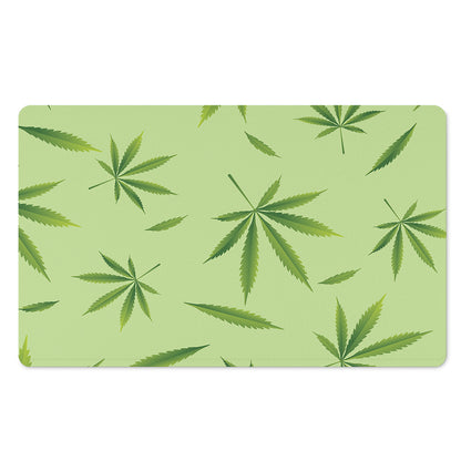 Green Hemp Leaves Pattern Print Polyester Doormat