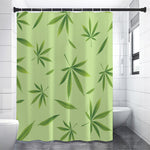 Green Hemp Leaves Pattern Print Premium Shower Curtain