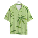 Green Hemp Leaves Pattern Print Rayon Hawaiian Shirt
