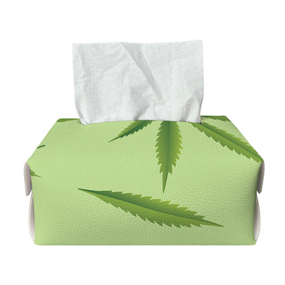 Green Hemp Leaves Pattern Print Rectangle Tissue Box Cover