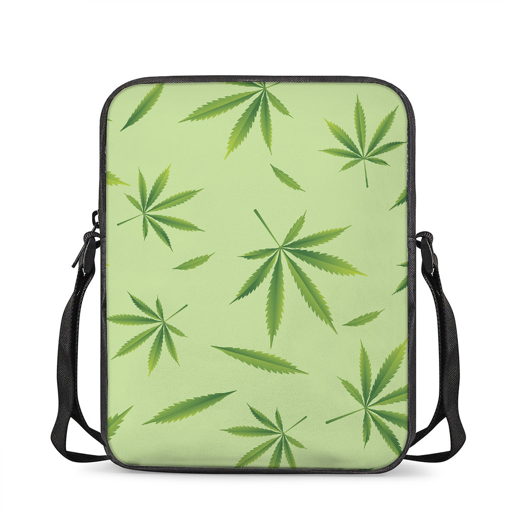 Green Hemp Leaves Pattern Print Rectangular Crossbody Bag