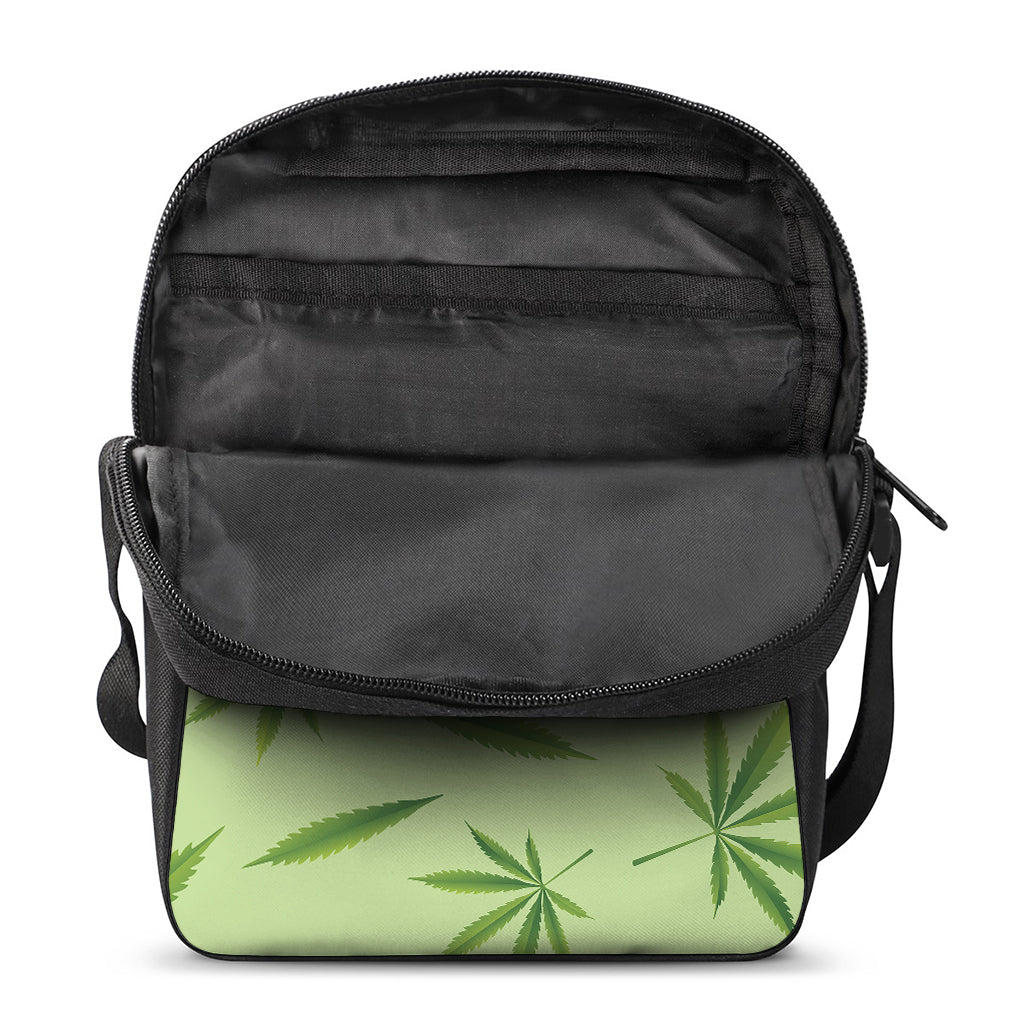 Green Hemp Leaves Pattern Print Rectangular Crossbody Bag