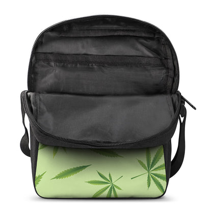Green Hemp Leaves Pattern Print Rectangular Crossbody Bag