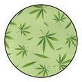 Green Hemp Leaves Pattern Print Round Floor Mat