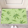 Green Hemp Leaves Pattern Print Rubber Doormat