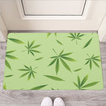 Green Hemp Leaves Pattern Print Rubber Doormat
