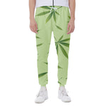 Green Hemp Leaves Pattern Print Scuba Joggers