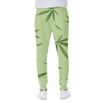 Green Hemp Leaves Pattern Print Scuba Joggers